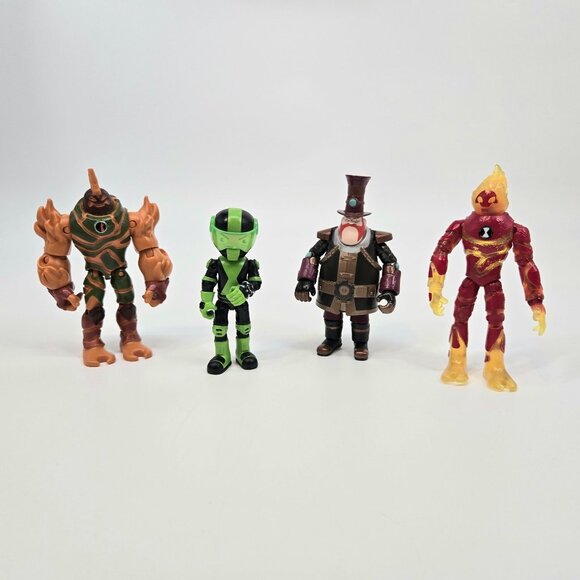 Ben 10 Action Figure Lot of 4 Hot Shot Rustbuggy Ben Steam Smythe Heatblast - Picture 1 of 11